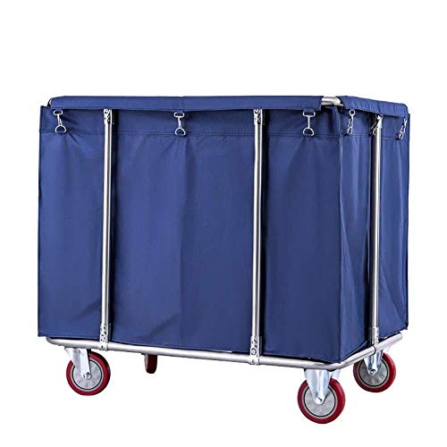 Removable Bags with Laundry Basket Heavy Duty Linen Cart On Wheels, Commercial Hospital Dirty Rolling Laundry Cart, Rectangle Collecting Cart for Hotel, 400L Capacity (Color : Blue)