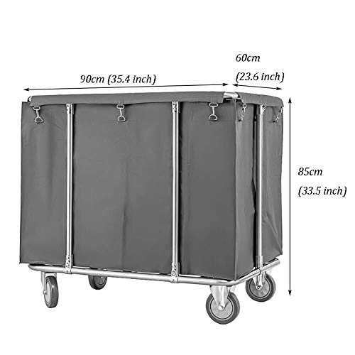 Removable Bags with Laundry Basket Heavy Duty Linen Cart On Wheels, Commercial Hospital Dirty Rolling Laundry Cart, Rectangle Collecting Cart for Hotel, 400L Capacity (Color : Blue)