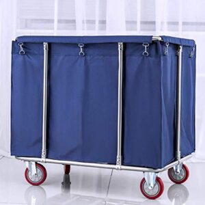 Removable Bags with Laundry Basket Heavy Duty Linen Cart On Wheels, Commercial Hospital Dirty Rolling Laundry Cart, Rectangle Collecting Cart for Hotel, 400L Capacity (Color : Blue)