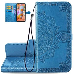 asdsinfor compatible with xiaomi redmi note 9s case wallet case credit cards slot with stand for pu leather shockproof flip compatible with redmi note 9 pro/redmi note 9 pro max mandala blue sd