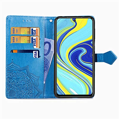 Asdsinfor Compatible with Xiaomi Redmi Note 9S Case Wallet Case Credit Cards Slot with Stand for PU Leather Shockproof Flip Compatible with Redmi Note 9 Pro/Redmi Note 9 Pro Max Mandala Blue SD