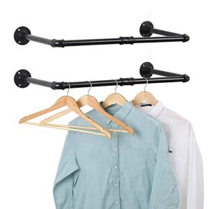 liantral clothing racks for hanging clothes, 32.6" garment rack, set of 2 industrial pipe clothing rack, closet rod for closet storage, laundry room