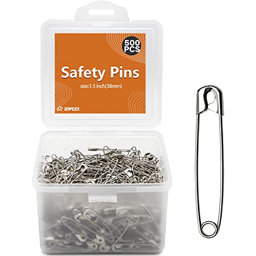 500 Pcs ZIPCCI 1.5 inch Safety Pins,Small Safety Pins for Home Office Use DIY Crafts Jewelry Making