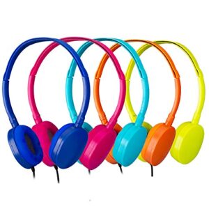 ymj bulk headphones kids headphones 5pack, headphones for kids,girls boys- earbuds for kids colorful (mixed color) headphones for grils, boys,students, libraries, classroom