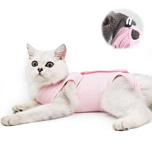 Cat Professional Recovery Suit for Abdominal Wounds and Skin Diseases, E-Collar Alternative for Cats and Dogs, After Surgey Wear Anti Licking, Recommended by Vets（Pink,M