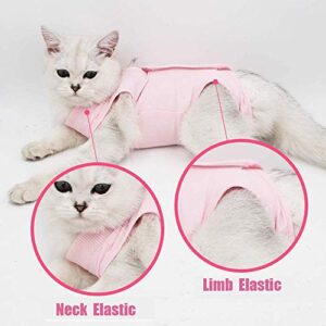 Cat Professional Recovery Suit for Abdominal Wounds and Skin Diseases, E-Collar Alternative for Cats and Dogs, After Surgey Wear Anti Licking, Recommended by Vets（Pink,M