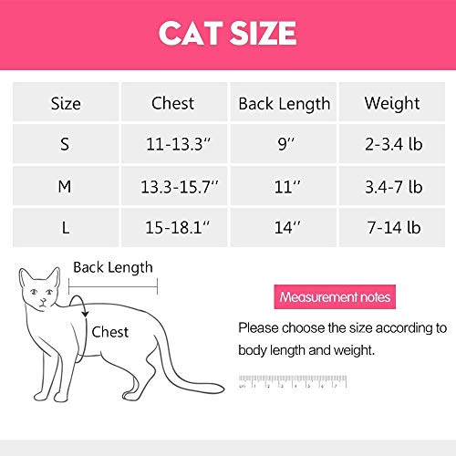 Cat Professional Recovery Suit for Abdominal Wounds and Skin Diseases, E-Collar Alternative for Cats and Dogs, After Surgey Wear Anti Licking, Recommended by Vets（Pink,M