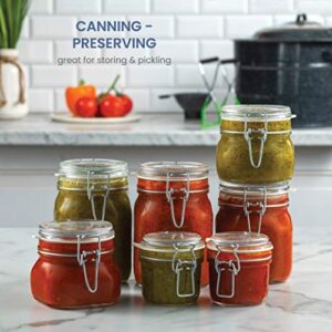 Bormioli Rocco Glass Fido Jars - Hermetic Sealed Hinged Airtight Lid for Fermenting, Pantry, Kitchen Storage, Bulk Food Storage Containers, With Paksh Chalkboard Labels (2 Pack) (6 3/4 Ounce (4 Pk))