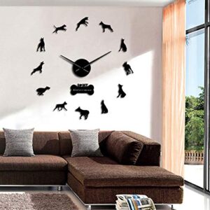 n / a diy wall clock doberman pinscher diy acrylic mirror effect big wall clock doberman large time clock dobie living room decorative wall watch rustic wall clock sticker