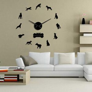 N / A DIY Wall Clock Doberman Pinscher DIY Acrylic Mirror Effect Big Wall Clock Doberman Large Time Clock Dobie Living Room Decorative Wall Watch Rustic Wall Clock Sticker