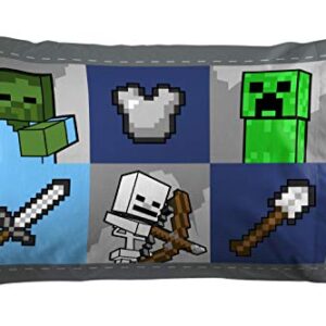 Jay Franco Minecraft Overworld 1 Single Pillowcase - Double-Sided Kids Super Soft - Bedding Features Creeper, Zombie, & Skeleton