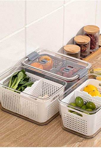 MRT Produce saver storage containers - Fresh Vegetable Fruit Storage Containers - Fridge Food Storage Containers - Keep Vegetables Fresh Easy to Clean(White, 4.5 L)