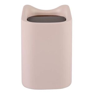 Sheebo Modern Plastic Mini Wastebasket Trash Can with Lid for Bathroom Vanity, Desktop, Tabletop or Coffee Table - Dispose of Cotton Rounds, Makeup Sponges, Tissues; 2 Liter (Tall - Pink)