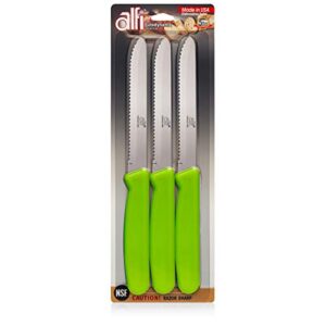 alfi all-purpose knives aerospace precision rounded tip - home and kitchen supplies - serrated steak knives set | made in usa (3 pack)