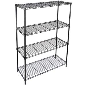 super deal black 4-shelf heavy duty storage wire shelving unit for restaurant garage pantry kitchen garage rack (36l x 14w x 54h)