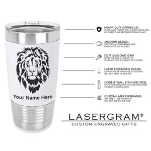 LaserGram 20oz Vacuum Insulated Tumbler Mug, Maple Leaf, Personalized Engraving Included (Silicone Grip, White)