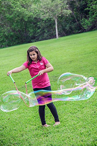 WOWMAZING Giant Bubble Wands Kit & bubble refills: Includes Wand, 5 Big Bubble Concentrate pouches and Tips & Trick Booklet | Outdoor Toy for Kids, Boys, Girls | Bubbles Made in The USA