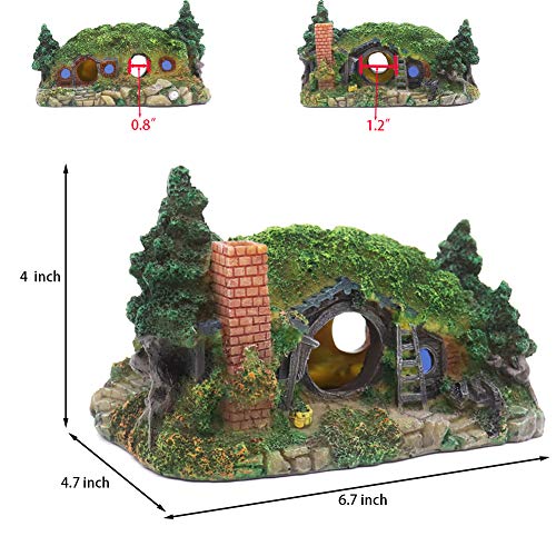 Ulifery Natural Aquarium Decoration Hobbit House Cave with Bubbler for Betta Hiding Reptile Hole House Shelter Fish Tank Ornament Rockery Landscaping Small
