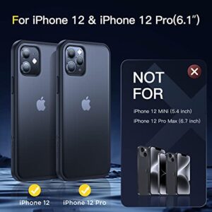 Humixx Full Body Protection for iPhone 12 Case, iPhone 12 Pro Case with Screen Protector + Camera Lens Protector (2 Pack), Shockproof Slim Protective Phone Case for iPhone 12/12 Pro 6.1''-Black