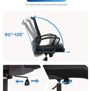 Home Office Chair Ergonomic Desk Chair Mesh Computer Chair Lumbar Support Modern Executive Adjustable Rolling Swivel Chair Comfortable Mid Black Task Chair, Black