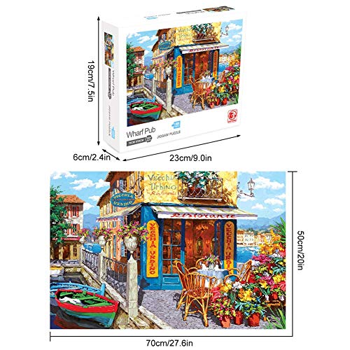 Puzzles for Adults 1000 Pieces, Jigsaw Puzzles Pier Tavern Pub Pattern Large Puzzle Family Game for Kids Adults DIY Intellective Educational Toy Home Decor, Every Piece is Unique