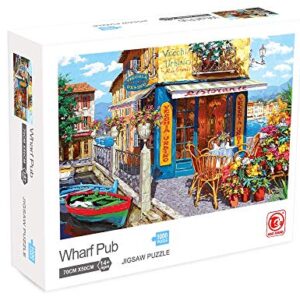 Puzzles for Adults 1000 Pieces, Jigsaw Puzzles Pier Tavern Pub Pattern Large Puzzle Family Game for Kids Adults DIY Intellective Educational Toy Home Decor, Every Piece is Unique