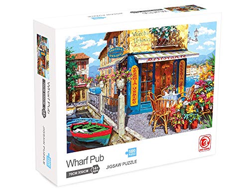 Puzzles for Adults 1000 Pieces, Jigsaw Puzzles Pier Tavern Pub Pattern Large Puzzle Family Game for Kids Adults DIY Intellective Educational Toy Home Decor, Every Piece is Unique