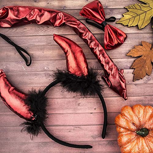 Devil Headband Horn Costume Set for Halloween Animal Creature Costume Accessory Kit