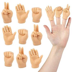 artcreativity hand finger puppets, set of 12, soft realistic feeling finger puppets, comfortable silicone rock paper scissors game, fun prank toys and gag gifts, goodie bag fillers for boys and girls