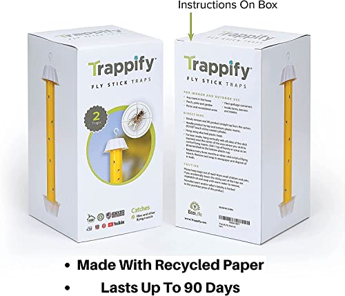 Trappify Hanging Fly Traps Outdoor: Fruit Fly Traps for Indoors | Fly Catcher, Gnat, Mosquito, & Flying Insect Catchers for Inside Home - Disposable Sticky Fly Trap for Indoor House Pest Control (2)