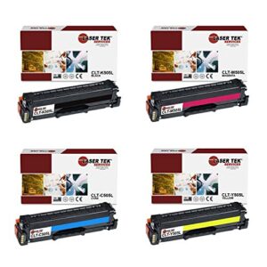 laser tek services compatible samsung clt-k505l clt-c505l clt-m505l clt-y505l high yield toner cartridge replacement for samsung proxpress c2620dw printers (black, cyan, magenta, yellow, 4 pack)
