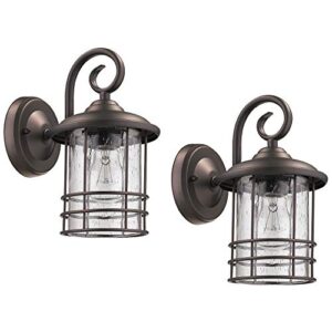 micsiu outdoor wall lantern 1-light 2 pack exterior wall sconce lamp porch light fixture waterproof with clear seedy glass,oil rubbed bronze for entryway, house, patio,garage,doorway