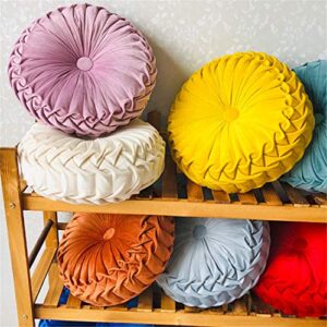 ANBP Pleated Velvet Round Throw Pillow Round Home Decorative Pillow for Couch Sofa Bed Armchair Floor Cushion Yellow
