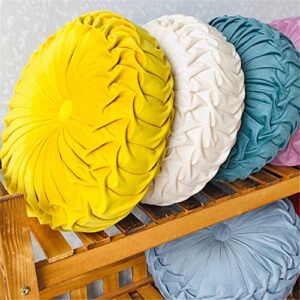 ANBP Pleated Velvet Round Throw Pillow Round Home Decorative Pillow for Couch Sofa Bed Armchair Floor Cushion Yellow