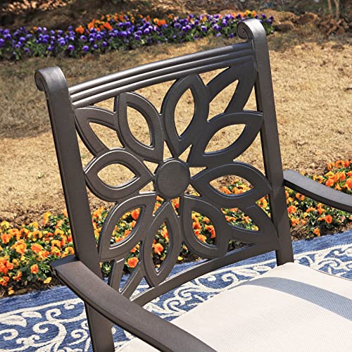 Sophia & William Patio 3 Pieces Cast Aluminum Bistro Bar Set with 2 Chairs and 1 Round Table, Outdoor Dining Conversation Furniture with 1.97" Umbrella Hole, Antique Bronze