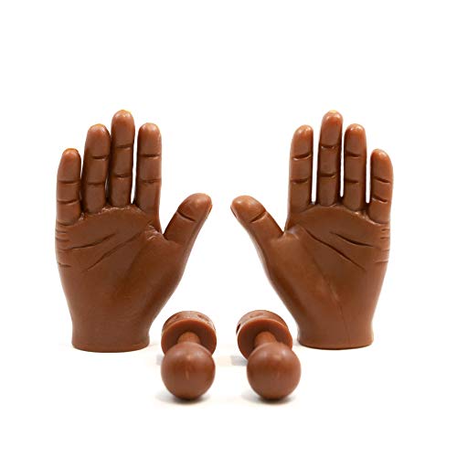 Daily Portable Dark Skin Tone Tiny Finger Hands 2 Pack - Little Finger Puppets, Mini Rubber Flat Hand, Miniature Small Hand Puppet Prank from Tiktok - 1 Left and Right Finger Hands