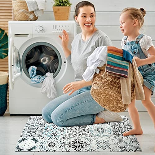 Kitchen Mat Set, Anti Fatigue Set of 2 Waterproof Cushioned Soft Kitchen Rugs Non-Slip Back Comfort Floor Mats Washable Oil Proof Doormat Bathroom Runner Area Rug Carpet