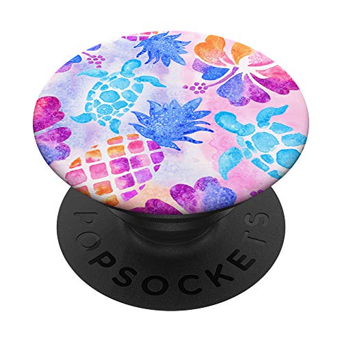 Tie Dye Hawaiian Print Sea Turtle Preppy Hibiscus Pineapple PopSockets PopGrip: Swappable Grip for Phones & Tablets