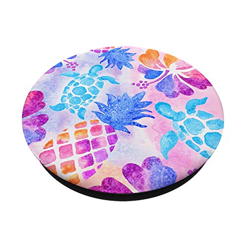 Tie Dye Hawaiian Print Sea Turtle Preppy Hibiscus Pineapple PopSockets PopGrip: Swappable Grip for Phones & Tablets