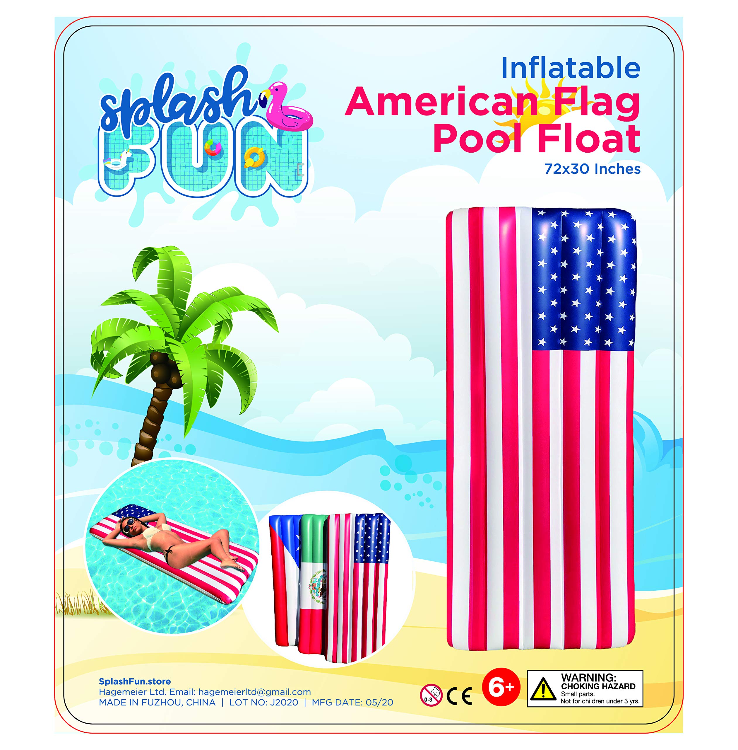 Inflatable American Flag Pool Float Patriotic US Stars & Stripes for Summer 4th of July Parties. Great Gift Idea!