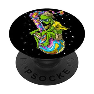 psychedelic alien bong space stoner marijuana pot smoke weed popsockets popgrip: swappable grip for phones & tablets
