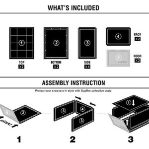 SupBro Collection Crate - Easy Access Storage Shoes Box -Plastic Foldable Stackable Sneaker Display Storage with Clear Front Door Organizer-2 Pack (Black)