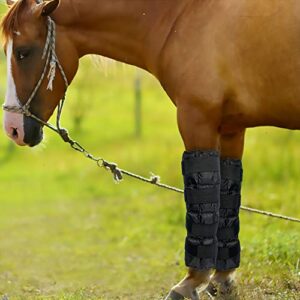 WORLD-BIO Horse Ice Leg Wraps Set Of 2, Ice Pack Cooling Wrap for Horse Injuries, Therapy Full Leg Ice Boot Cold Pack with Flexible Straps for Hock, Ankle, Knee, Legs and Hooves, 16.9'' x 16.1'' Black