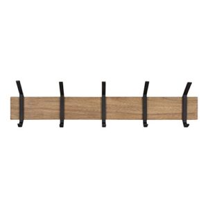 Kate and Laurel Rossmore Farmhouse 5-Hook Wall Hanging Coat Rack, Natural Rustic Wood, Modern Hanging Rack for Coats, Bags, Or Pots and Pans