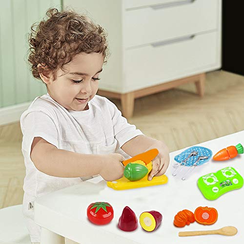 Kids Kitchen Pretend Play Toys,Cooking Set with Stainless Steel Cookware Pots and Pans Set,Cooking Utensils,Apron,Chef Hat,and Cutting Vegetables Play Cooking Set, Toddlers & Children Boys Girls