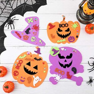 Outus 20 Big and 200 Small Kits 7.8 Inch Big Foam Halloween Decorations DIY Pumpkin Craft Kits Assorted Foam Pumpkin Shapes with Rhinestone Stickers for Kids Halloween Decoration and Games