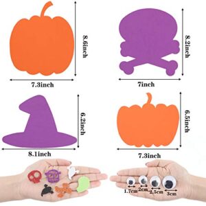 Outus 20 Big and 200 Small Kits 7.8 Inch Big Foam Halloween Decorations DIY Pumpkin Craft Kits Assorted Foam Pumpkin Shapes with Rhinestone Stickers for Kids Halloween Decoration and Games