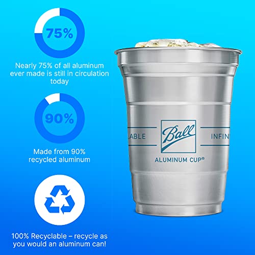 Ball Aluminum Cup Recyclable Party Cups, 16 oz. Cup, 30 Cups Per Pack