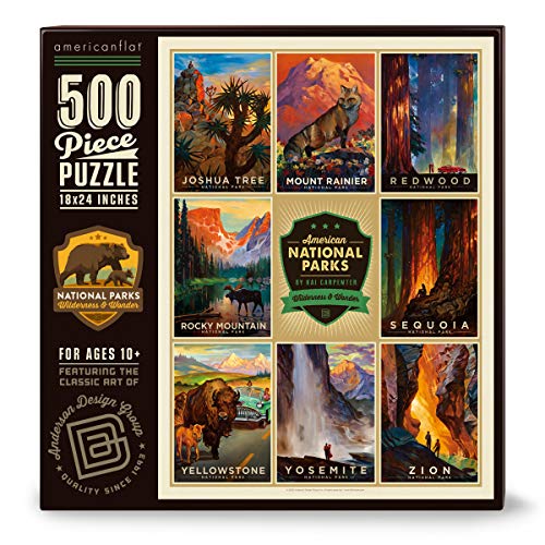 Americanflat 500 Piece National Parks Jigsaw Puzzle 18x24 Inches by Anderson Design Group