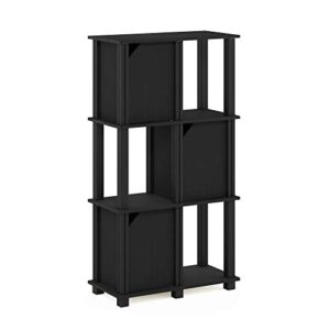 furinno brahms storage shelf, 4-tier, black oak/black